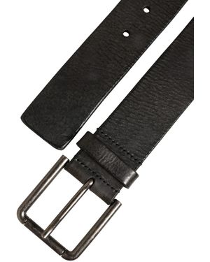 Dolce & Gabbana Leather Brushed Metal Buckle Belt Calf - Black