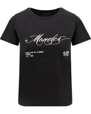 Moncler Cotton T-Shirt With Embroidery - Black