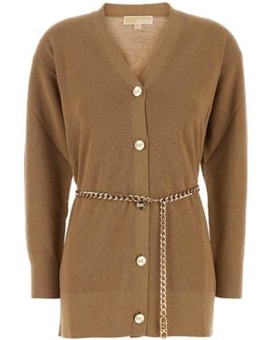 Michael Kors Camel Wool Cardigan - Natural