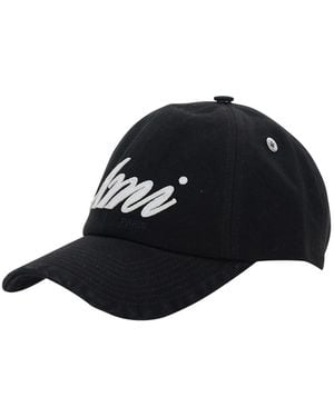 Ami Paris Baseball Cap With Logo Lettering On The Front - Black