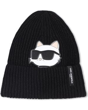KARL LAGERFELD Beanie Hat Snood Acrylic - Black