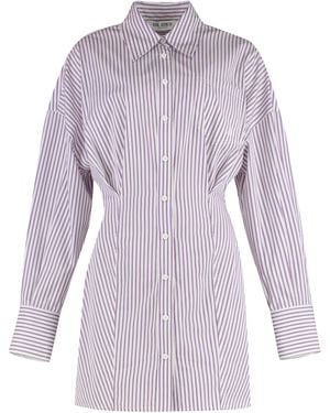 The Attico Striped Cotton Shirtdress Dress - Purple