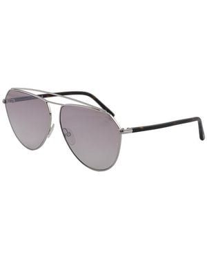 Tom Ford Sunglasses Aviator Full Rim, Shiny Palladium Frame And Gradient Lens Ft068116G - Grey