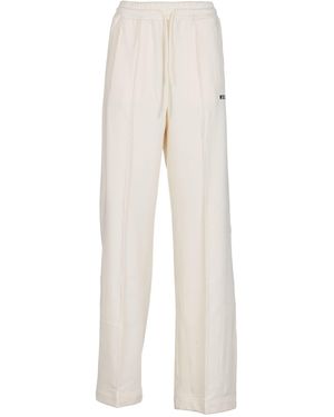 MSGM Logo Embroidered Drawstring Waist Track Trousers - White