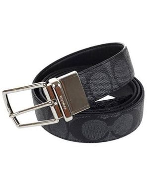 COACH Belt Charcoal- Leather Accessories - Black