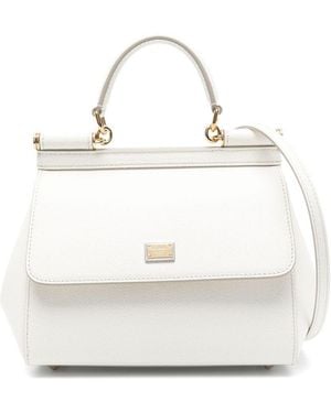 Dolce & Gabbana Sicily Medium Leather Handbag - White