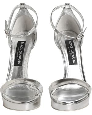 Dolce & Gabbana Leather Platform Keira Sandals Shoes Pl+Pu - Grey