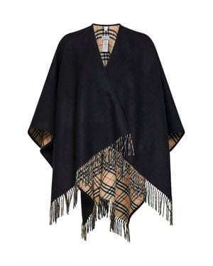 Burberry Cape Reversible Wool-Sand Capes - Blue