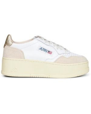 Autry Leather And Suede Medalist Platform Sneakers - White