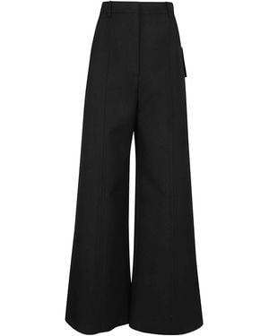 Valentino High Waist Wide Leg Trousers - Black