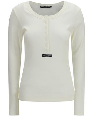 Dolce & Gabbana Ribbed Cotton Henley T-Shirt - White