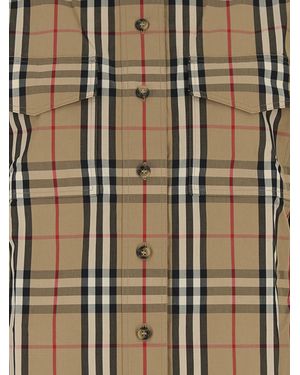 Burberry Cotton Shirt With Check Pattern - Brown