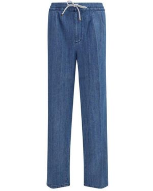 Brunello Cucinelli Blue Cotton Casual Trousers