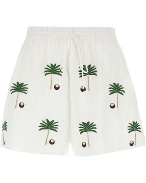 BENARAS BY CITRUS Coco Palm Mini Shorts With Side Pockets - White
