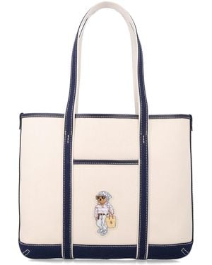 Polo Ralph Lauren Polo Bear Canvas Tote Bag - Natural