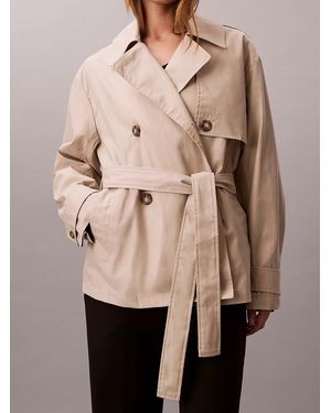 Calvin Klein Mid Length Cotton Trench - Natural