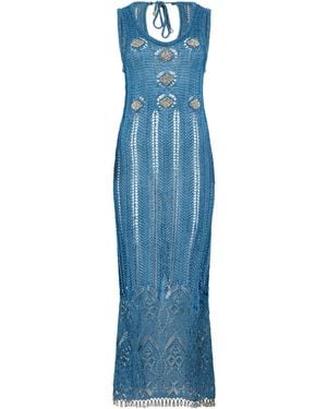 Rabanne Midi Crochet Dress Viscose - Blue