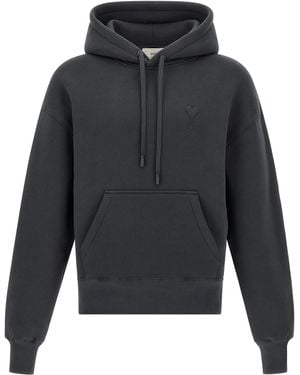 Ami Paris Ami De Coeur Hoodie - Gray