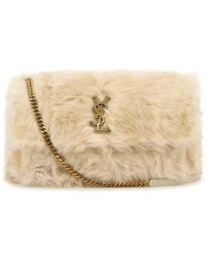 Saint Laurent Ivory Shearling Oversize Niki Shoulder Bag - Natural