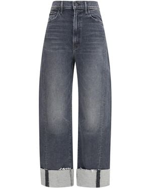 Mother Half Pipe Flood Cuff Fray Jeans Say You'Re Sorry Cotton; Elastane - Blue