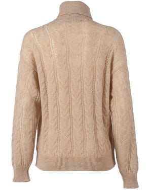 PHI FDL Ls High Neck Sweater Mohair Alpaca Polyamide Turtleneck - Natural