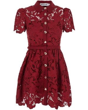 Self-Portrait Burgundy Lace Collared Mini Dress