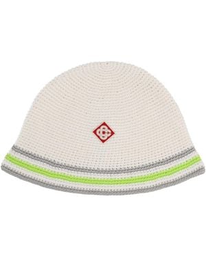 CASABLANCA Knit Hat With Logo Cotton - White