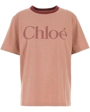 Chloé Melange Dark Cotton T-Shirt - Pink