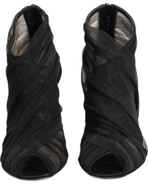 Dolce & Gabbana Mesh Stiletto Heels Ankle Boots Shoes - Black