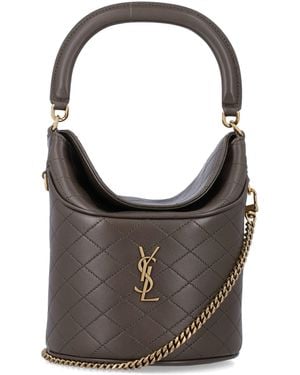 Saint Laurent Gaby Quilted Lambskin Bucket Bag - Black