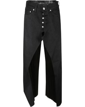 Junya Watanabe Denim And Faux Leather Jeans - Black