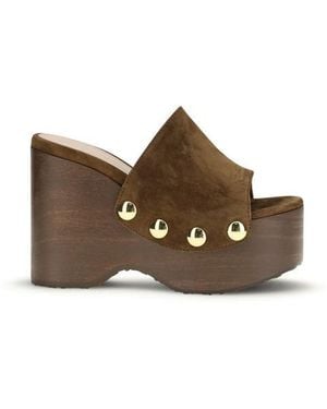 Gianvito Rossi Calf Leather Bos Taurus Clogs Shoe - Brown