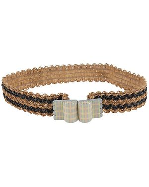 Exquisite J Striped Raffia Belt - White