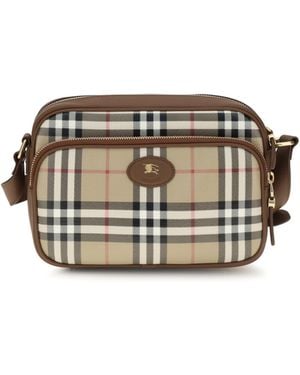 Burberry Check Front Pocket Shoulder Bag Cotton - Grey