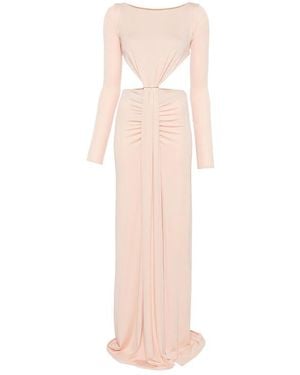 Elisabetta Franchi Cut-Out Ruched Maxi Dress - Pink