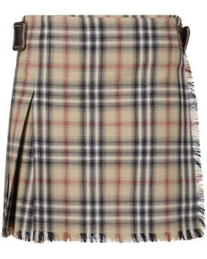 Burberry Check Kilt Miniskirt - White