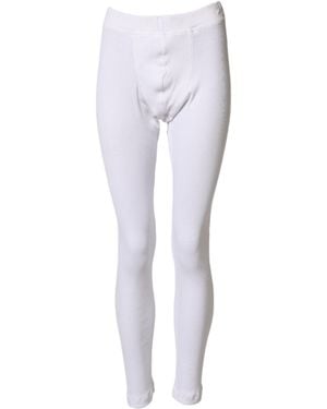 Dolce & Gabbana Cotton Mid Waist Tights Leggings Pants - White