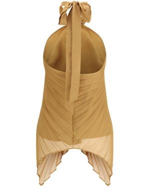 Max Mara Top Plissé Chiffon Polyester Tops - Metallic