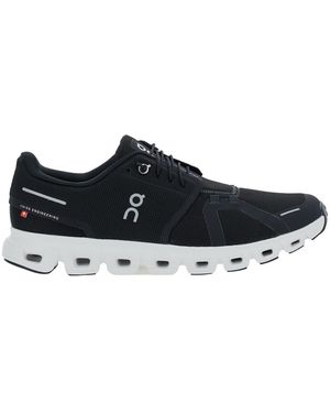 On Shoes Cloud 6 Low Top Trainers With Mesh Details And Logo The Side - Black
