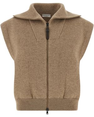 Brunello Cucinelli Cashmere Sleeveless Jacket Clothing - Brown