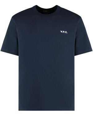 A.P.C. Crew-Neck T-Shirt Dark-Ecru/Ecru Cotton T-Shirts - Blue