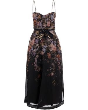 Zimmermann Picnic Dress Valiant Corset Linen And Silk - Black
