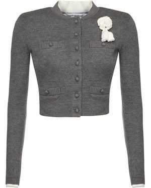 Self-Portrait Floral Cardigan - Gray