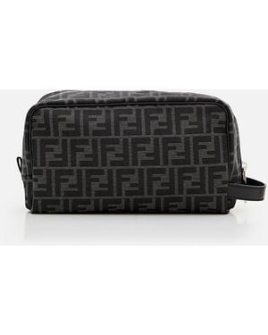 Fendi Canvas Ff Jacquard Beauty Case - Black