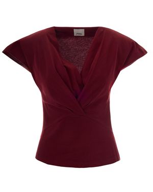Isabel Marant Draped Fitted Top With Deep V-Neckline And Removable Straps - Red