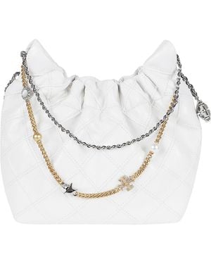 Tory Burch Fleming Distressed Mini Hobo Bag - White