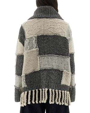 Ganni Patchwork Jersey With Bangs Wool Jumpers - Grey