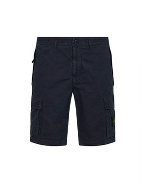 Stone Island Organic Cotton Twill Cargo Bermuda Shorts - Blue