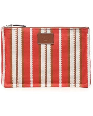 Fendi Signature Striped Medium Flat Clutch - Red