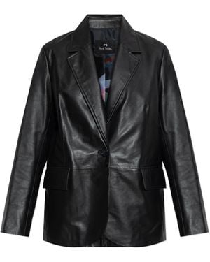 Paul Smith Ps Paul Smith Leather Blazer - Black
